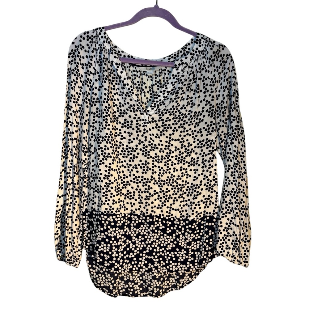 Boden Womens Navy White Floral V-Neck Blouse Long Sleeve High Low Top US 6 UK 10